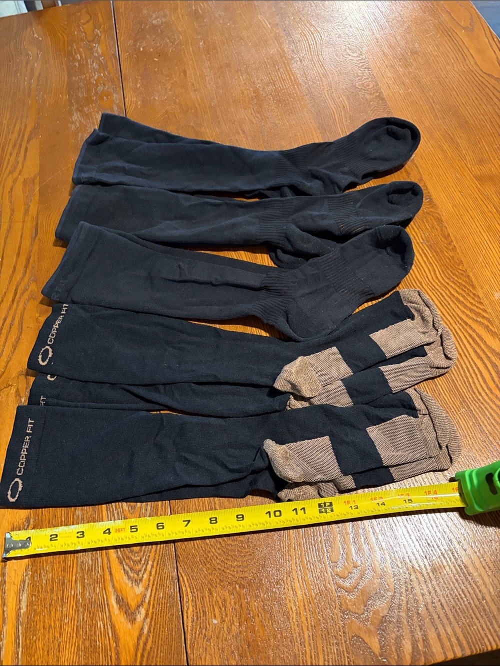 Copper Fit Black Compression Socks with Tan Accents 5 pairs Men’s 7-9